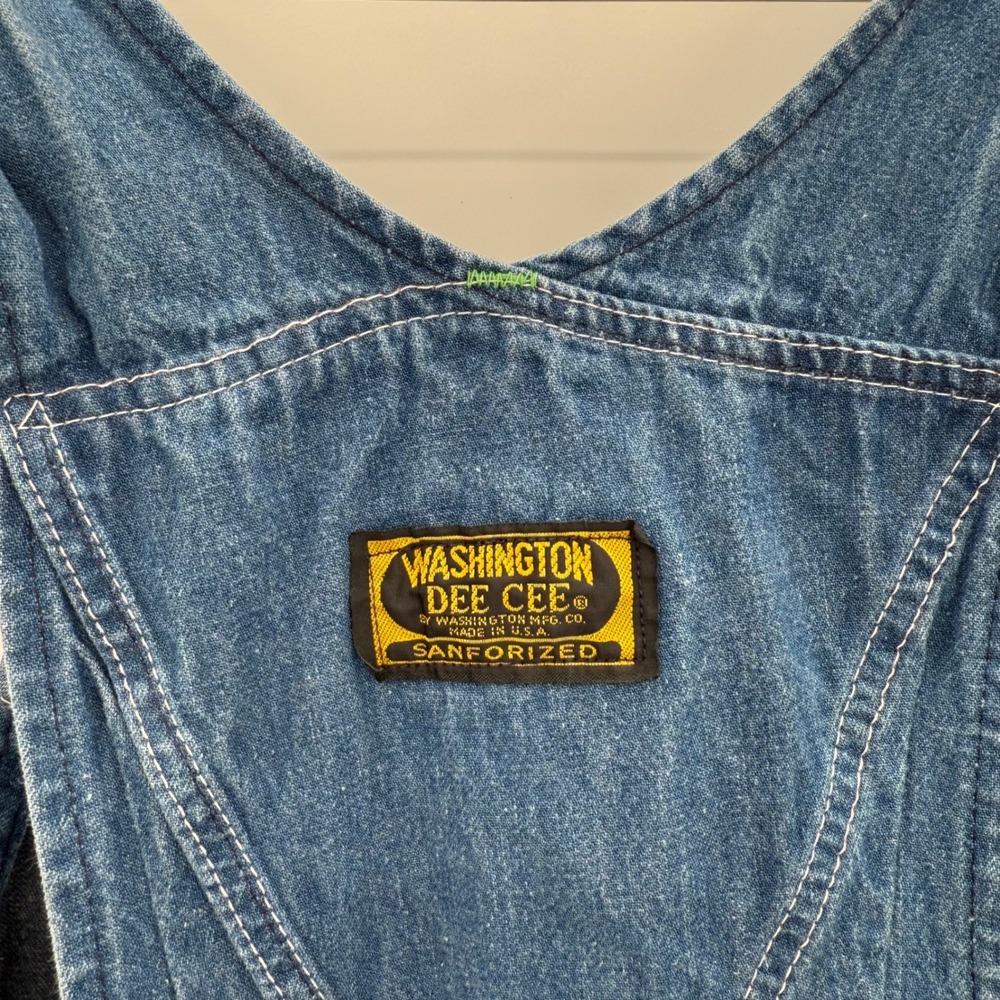 Vintage Washington Dee Cee Upcycled Denim Overall Dress Pink Floral Measurements - Picture 8 of 13